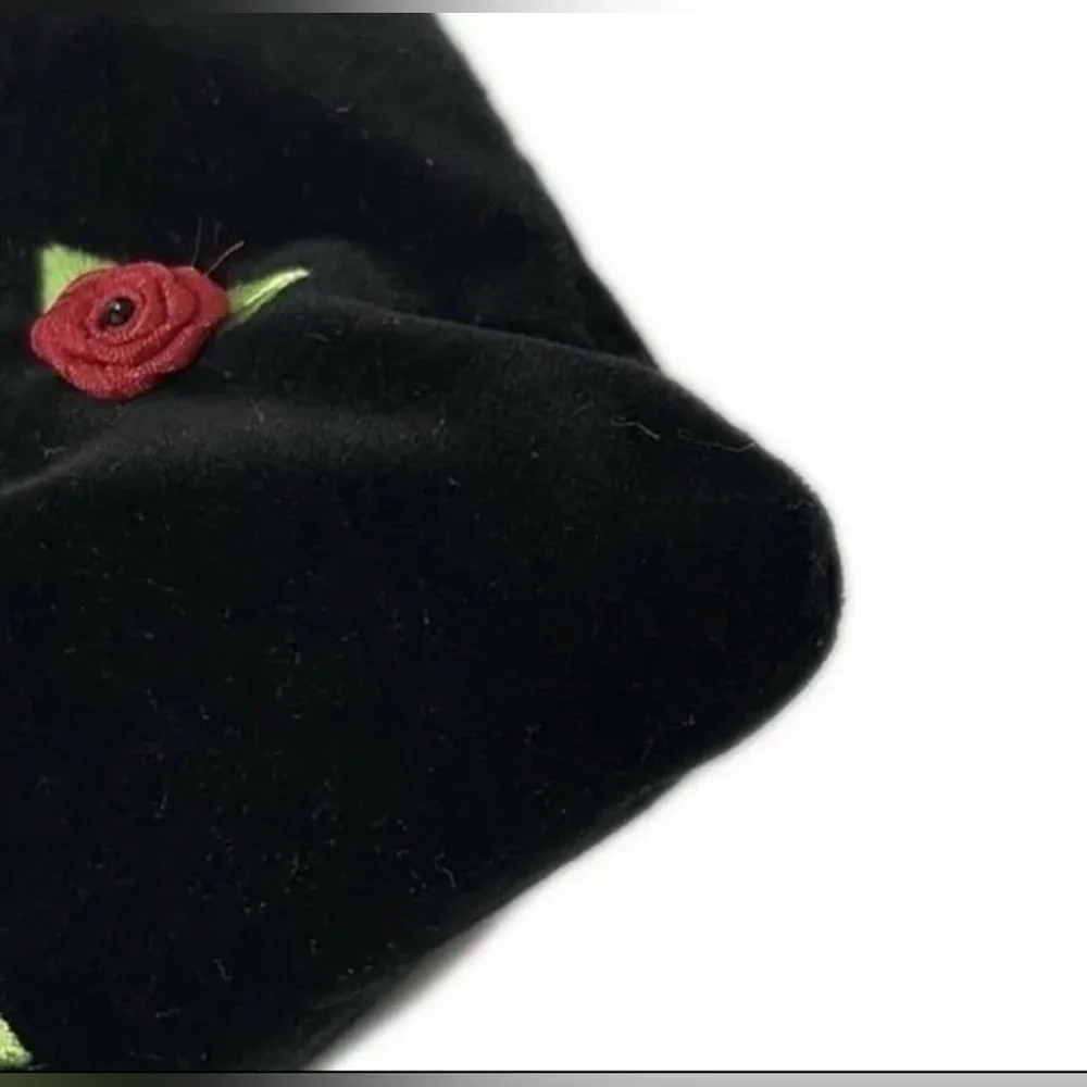 Dolce & Gabbana y2k rose embroidered black velvet tote bag